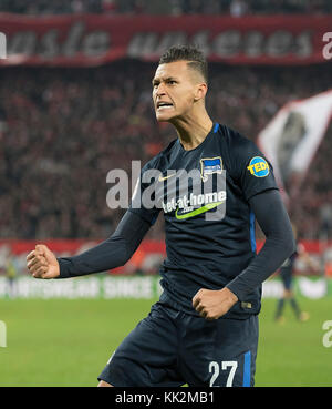 Koeln, Deutschland. 26 novembre 2017. Jubilation Davie SELKE (B) Fussball 1. Bundesliga, 13 ans. Spieltag, FC Cologne (K) - Hertha BSC Berlin (B), AM 26.11.2017 à Koeln/ Allemagne. |utilisation dans le monde entier crédit : dpa/Alamy Live News Banque D'Images