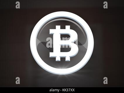 Circulaire de verre composite numérique icône graphique bitcoin Banque D'Images
