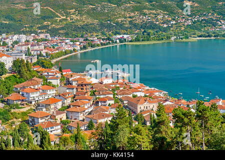 Viev aérienne de la ville d'Ohrid, Macédoine Banque D'Images