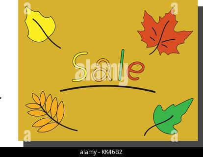 Vente bannière avec les feuilles d'automne lumineux Illustration de Vecteur