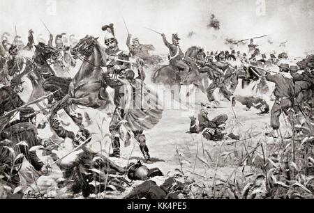 La bataille de Milazzo, 17-24 juillet 1860, entre les volontaires du Giuseppe Garibaldi et les troupes du Royaume des Deux Siciles à Milazzo, Sicile. de Hutchinson's histoire de l'ONU, publié en 1915. Banque D'Images