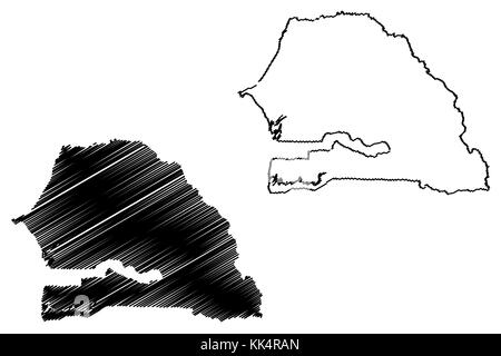 Sénégal map vector illustration, scribble sketch république du Sénégal Illustration de Vecteur
