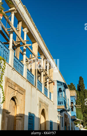 Maisons traditionnelles à Sidi Bou Said, Tunisie Banque D'Images