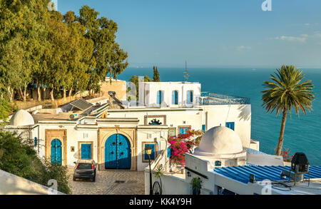 Maisons traditionnelles à Sidi Bou Said, Tunisie Banque D'Images