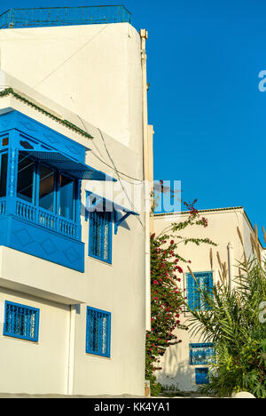 Maisons traditionnelles à Sidi Bou Said, Tunisie Banque D'Images