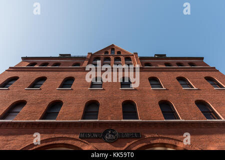 BURLINGTON, VT, États-Unis - 21 octobre 2017 : Temple maçonnique situé dans Church Street dans la ville de Burlington. Banque D'Images