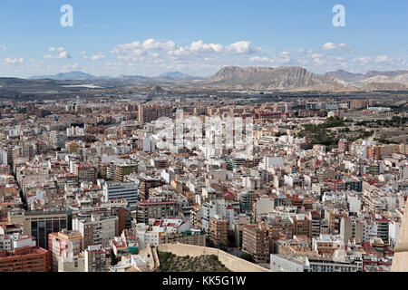 Alicante, Espagne 19 octobre 2017 : Vues de la ville d'alicante du château de Santa Barbara. Banque D'Images