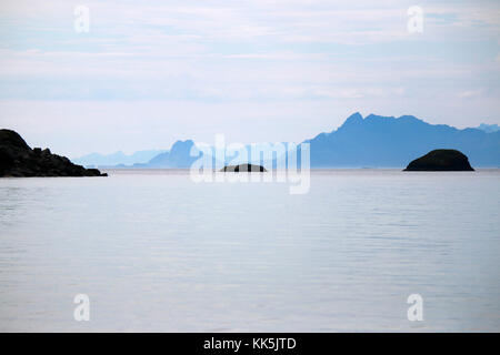 Impressionen : landschaft, glomtiden, Lofoten, Norvège. Banque D'Images