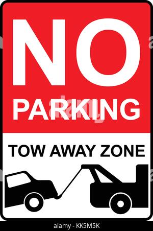 Pas de parking, zone-remorquage, signe d'interdiction avec texte, vector illustration. Illustration de Vecteur