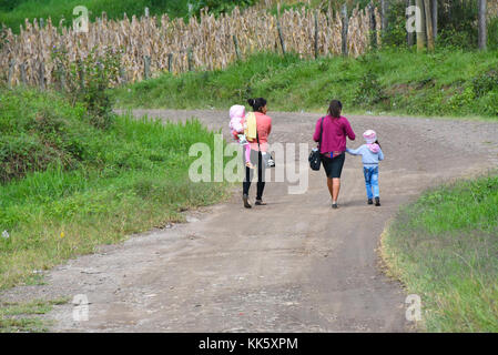 Les patients de Matazano village dans le département de La Paz, Honduras, commencer à marcher à la maison après qu'ils ont terminé leur évaluation nutritionnelle pédiatrique le 7 novembre, 2017. Groupe de travail conjoint-Bravo le personnel de l'élément médical a participé à une mission d'évaluation nutritionnelle pédiatrique en tant que membres d'une équipe conjointe avec Walter Reed National Military Medical Center et du ministère de la santé pour évaluer l'état nutritionnel des enfants âgés de 6 mois à 60 mois à l'Matazano, Humuya, Tepanguare et villages du département de La Paz, Honduras du 6 au 9 novembre 2017. (U.S. Marine Corps pho Banque D'Images