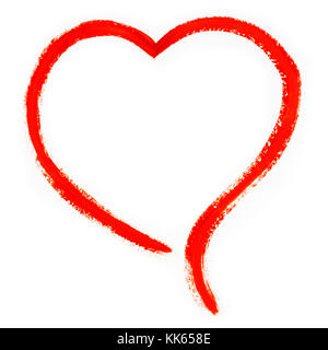 Coeur rouge avec pinceau peint isolé sur fond blanc. Banque D'Images