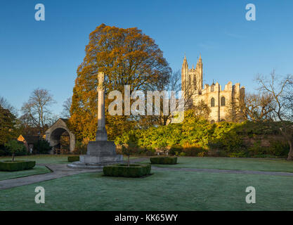 Tôt le matin dans le Memorial Gardens, la Cathédrale de Canterbury, Kent. Banque D'Images
