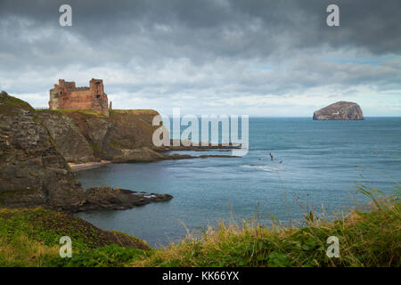 Château De Tantallon Et Bass Rock Près De North Berwick East Lothian. Banque D'Images