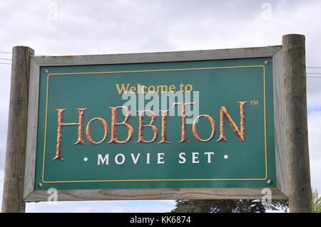 MATAMATA - Nouvelle-zélande - NOVEMBRE 2016 : Hobbiton Movie Set créé pour filmer le seigneur des anneaux et les films de Hobbit. Matamata, Nouvelle-Zélande, Hobbi Banque D'Images