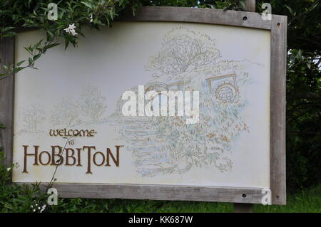 MATAMATA - Nouvelle-zélande - NOVEMBRE 2016 : Hobbiton Movie Set créé pour filmer le seigneur des anneaux et les films de Hobbit. Matamata, Nouvelle-Zélande, Hobbi Banque D'Images