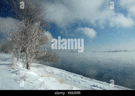 Montréal,Canada,14,Janvier 2015.parc public par le fleuve en hiver.Credit:Mario Beauregard/Alamy Live News Banque D'Images