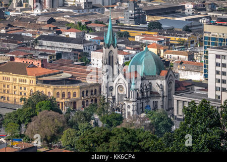 Vue aérienne de la cathédrale - Santos Santos, Sao Paulo, Brésil Banque D'Images