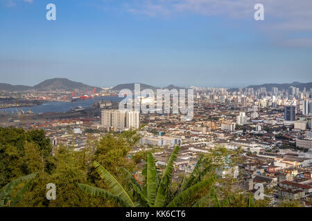 Vue aérienne de la ville et le port de Santos Santos - Santos, Sao Paulo, Brésil Banque D'Images