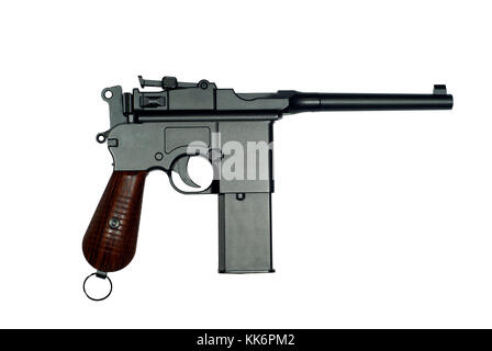 Pistolet semi-automatique allemand vintage de la première Guerre mondiale isolé Banque D'Images