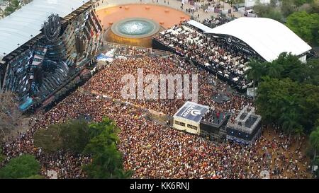 MIAMI, FL - 19 MARS : vue aérienne du Ultra Music Festival 2016 le 19 mars 2016 à Miami, Floride. Personnes : atmosphère Banque D'Images