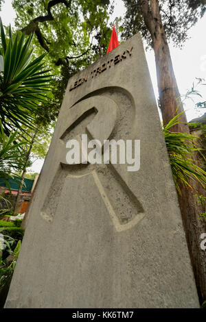 Memorial et tombeau de Léon Trotsky, la révolution soviétique qui a vécu sa vie en exil au Mexique jusqu'à l'assassinat par des hommes envoyés par Staline. Banque D'Images