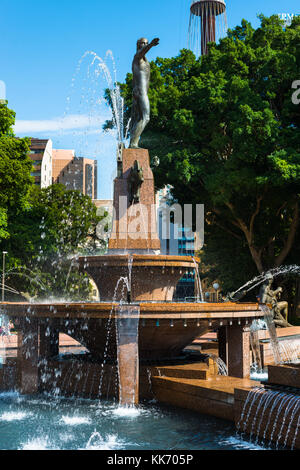 L'Australie, NSW, Sydney, la fontaine mémorial Archibald dans Hyde Park. Banque D'Images