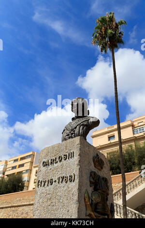 Buste du roi Carlos III, la ville de Cartagena, Murcia, Spain, Europe Banque D'Images