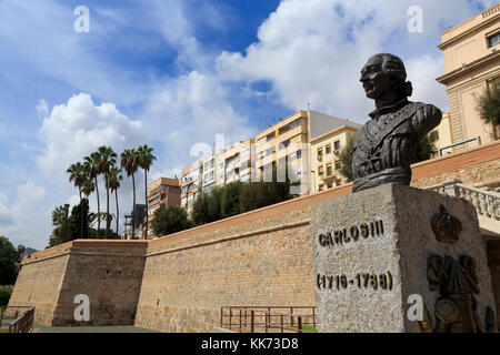 Buste du roi Carlos III, la ville de Cartagena, Murcia, Spain, Europe Banque D'Images