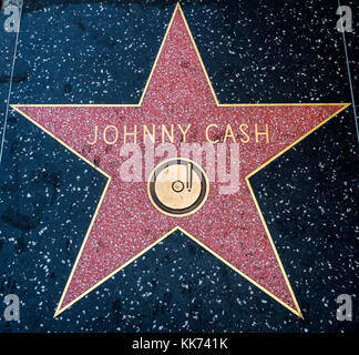 Johnny Cash les étoiles, Hollywood Walk of Fame - août 11th, 2017 - Hollywood boulevard, Los Angeles, Californie, CA, USA Banque D'Images