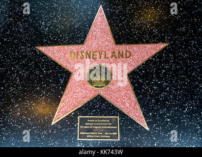 L'étoile de Disneyland, Hollywood Walk of Fame - août 11th, 2017 - Hollywood boulevard, Los Angeles, Californie, CA, USA Banque D'Images