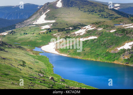 Gros plan du lac Gardner, col de beartooth. sommets de beartooth mountains, forêt nationale de Shoshone, Wyoming, USA. Banque D'Images