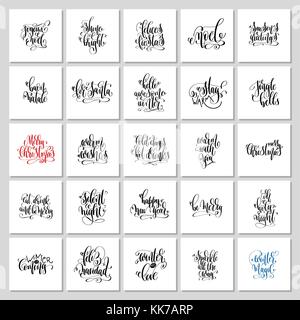 Ensemble de 25 mètres carrés à la main design lettrage noël hiver holid Illustration de Vecteur