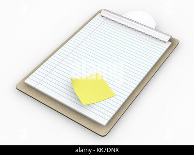 3D render of a presse-papiers avec un post-it Banque D'Images