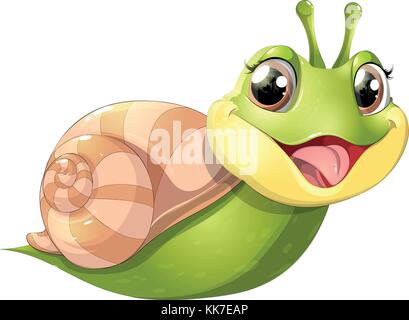 Belle escargot mignon avec shell sur fond blanc Illustration de Vecteur