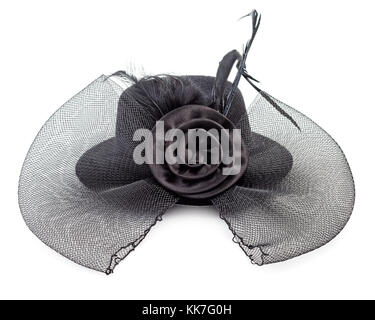 Mesdames antique black hat avec flower isolated on white background Banque D'Images