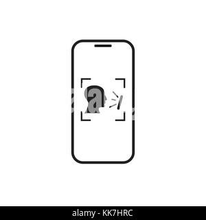 Smart phone d'identification biométrique de reconnaissance faciale, personne numérisation system concept Illustration de Vecteur