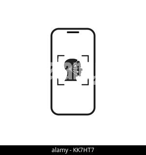Analyse de l'icône de téléphone intelligent système de reconnaissance de visage concept d'identification biométrique Illustration de Vecteur