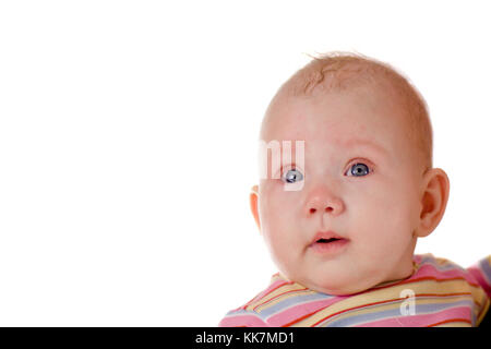Baby Girl dans l'âge de 4 mois, isolated on white Banque D'Images