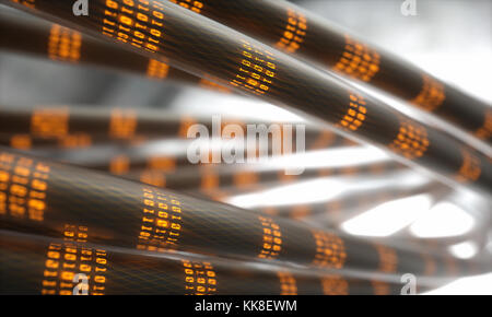 3D illustration. Image Concept de câbles et connexions pour le transfert de données dans le monde numérique. Banque D'Images