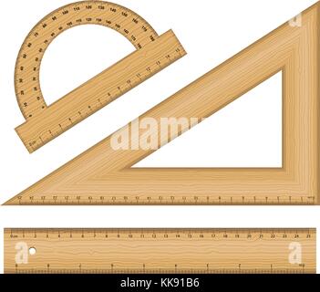 Règle en bois instruments sur un fond blanc. vector illustration. Illustration de Vecteur