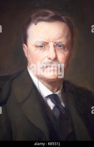 Peinture à l'huile du Président Theodore Roosevelt, United States, par Adreian après Philip de Laszlo Agneau Banque D'Images