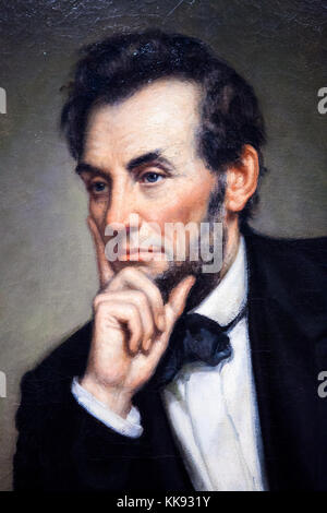 Peinture à l'huile du président Abraham Lincoln, 16e président des États-Unis, par George P. A. Healy, 1887 Banque D'Images