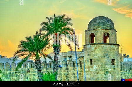 Les murs et le minaret de la grande mosquée de Sousse, Tunisie site du patrimoine mondial de l'unesco. Banque D'Images