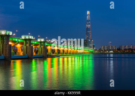 Séoul City et Lotte Tower, Corée du Sud. Banque D'Images