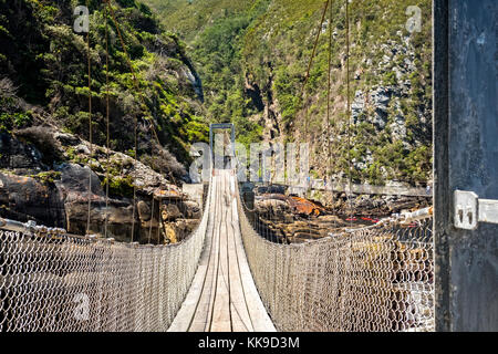 Vue en perspective du pont suspendu de la rivière tempêtes tsitsikamma Banque D'Images