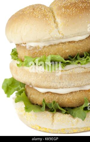 Burger de poulet sandwich double Banque D'Images