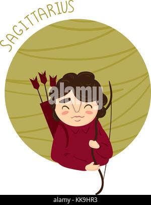 Cute signe du zodiaque - Sagittaire.vector illustration Illustration de Vecteur