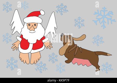 Le père noël et chien zodiac Illustration de Vecteur