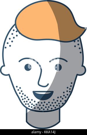 Visage masculin avec une coupe de cheveux et barbe de fondu dans les sections couleur ossature Illustration de Vecteur