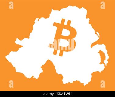 L'Irlande du Nord avec la carte crypto bitcoin illustration symbole monétaire Illustration de Vecteur